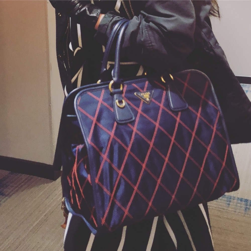Navy Blue Prada Impunturato Tessuto Nylon